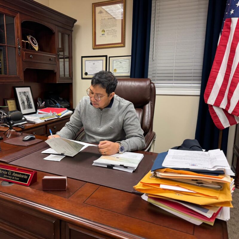 Bergenfield Mayor Arvin Amatorio working at his desk