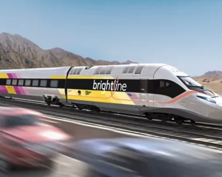 high-speed rail design, with blurred photo of cars