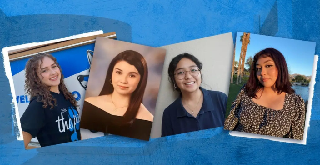 Collage of headshots of four female students who received a scholarship