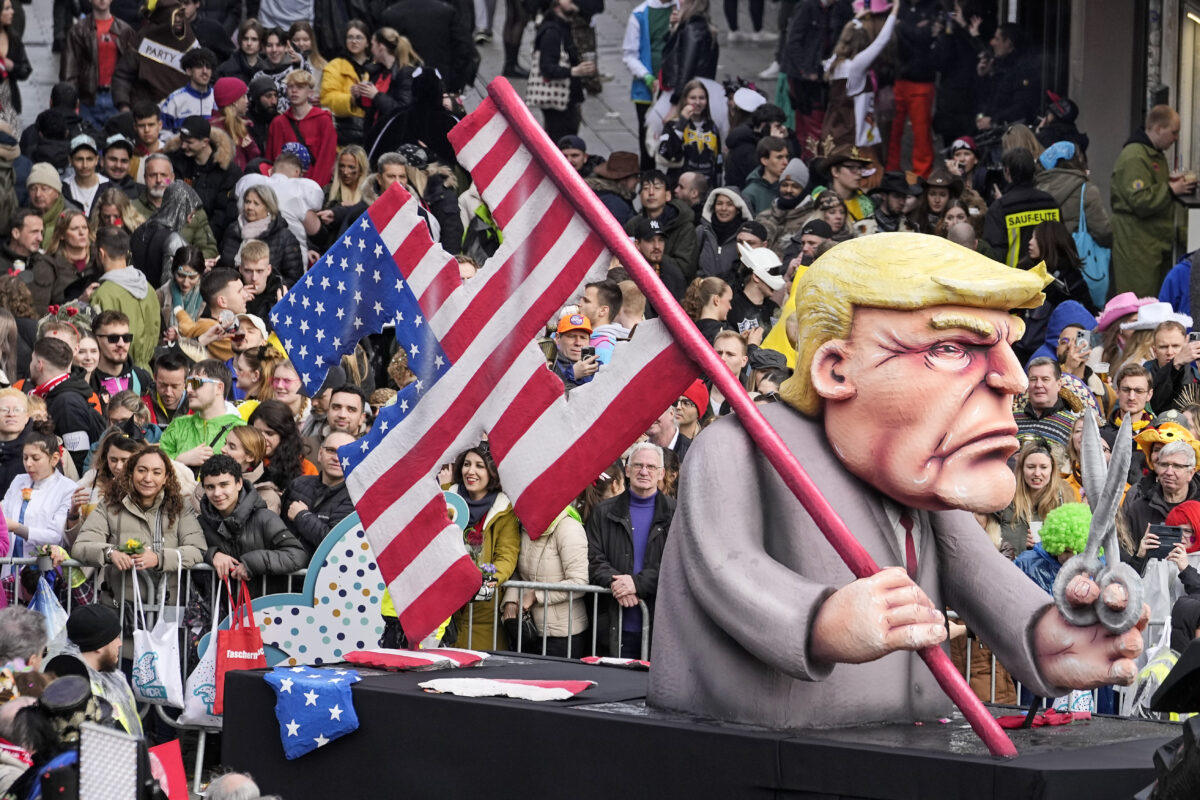 Trump effigy on a parade float