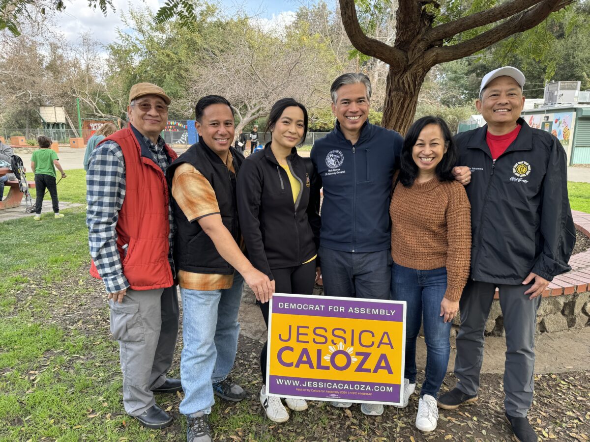 Jessica Caloza with supporters