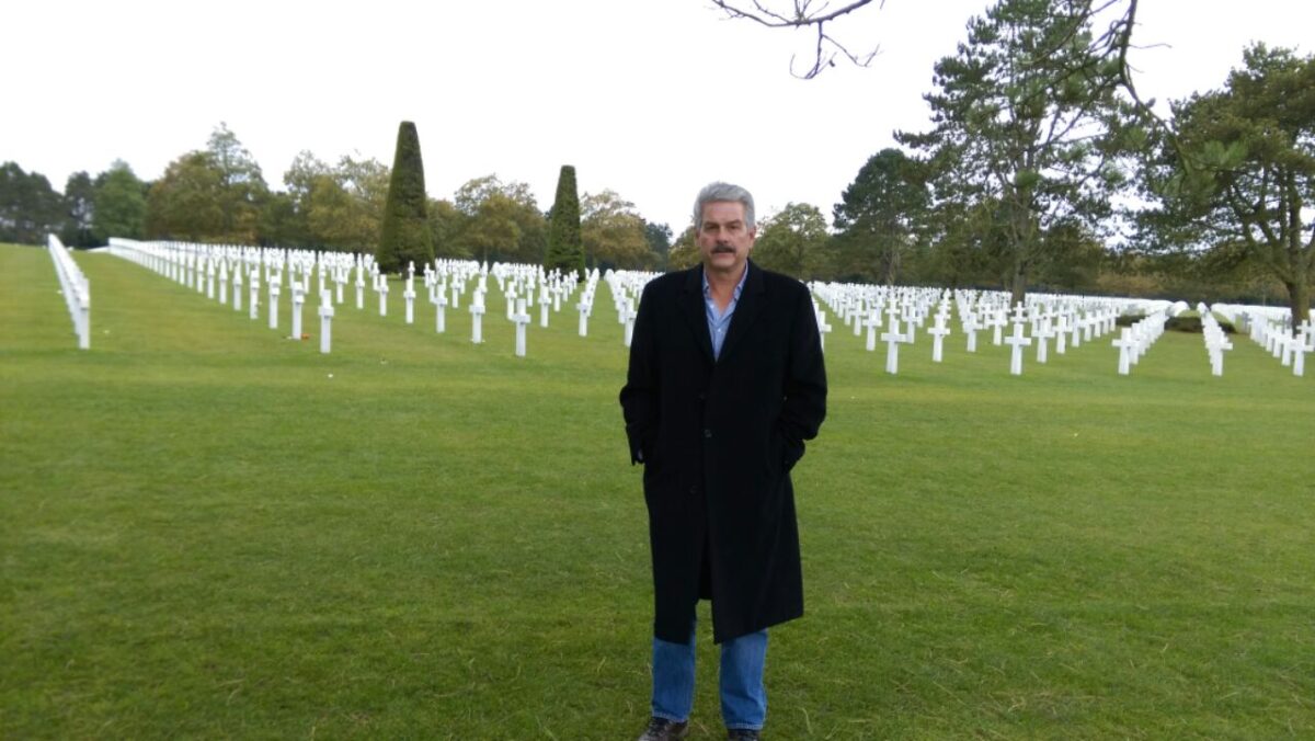 Dennis Flake at American cemetery in Normandy