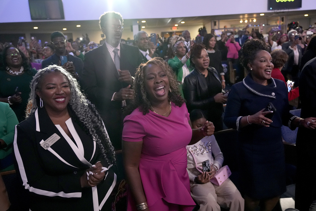 Harris urges Black churchgoers in Georgia to vote and gets an assist from Stevie Wonder