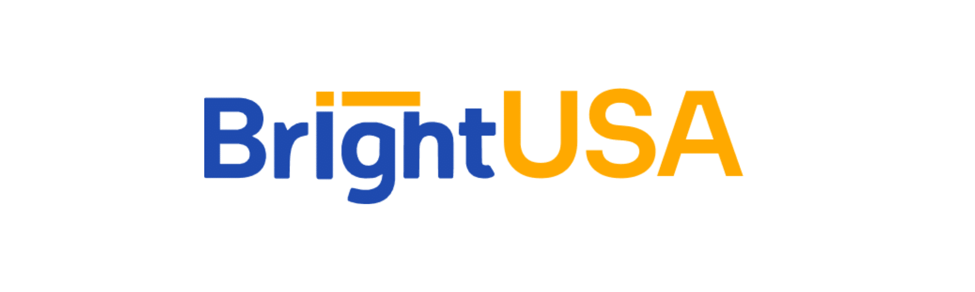 The BrightUSA corporate logo featuring "Bright" in blue text and "USA" in orange text, with two orange horizontal lines above the letters "i" and "g".