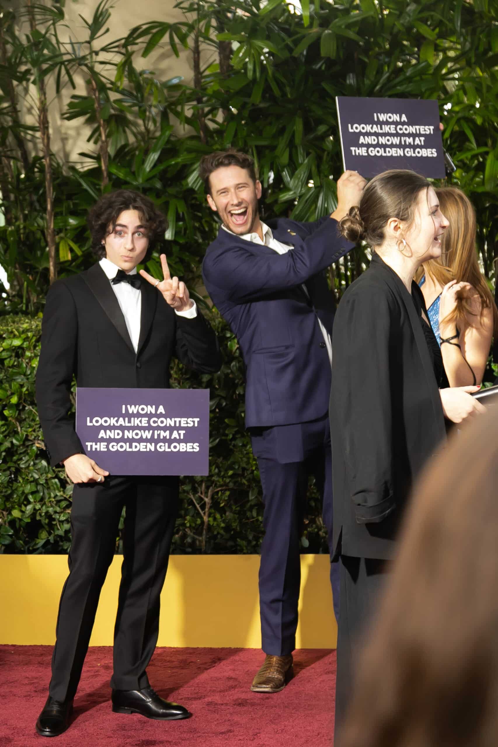 Timothee Chalamet and Glen Powell look alikes at Golden Globes