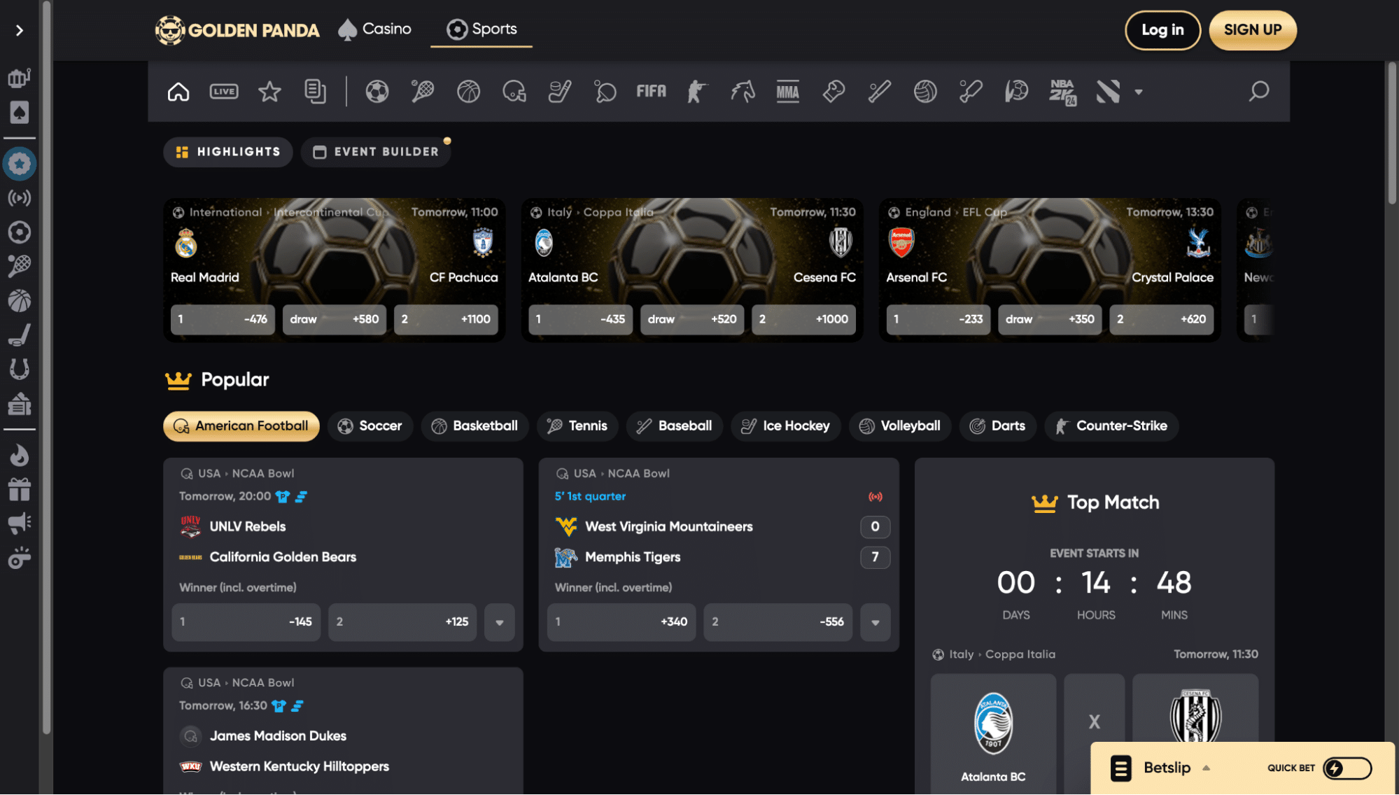 Golden Panda - Top Crypto Sports Bonuses + 200% Welcome Bonus up to €7,500