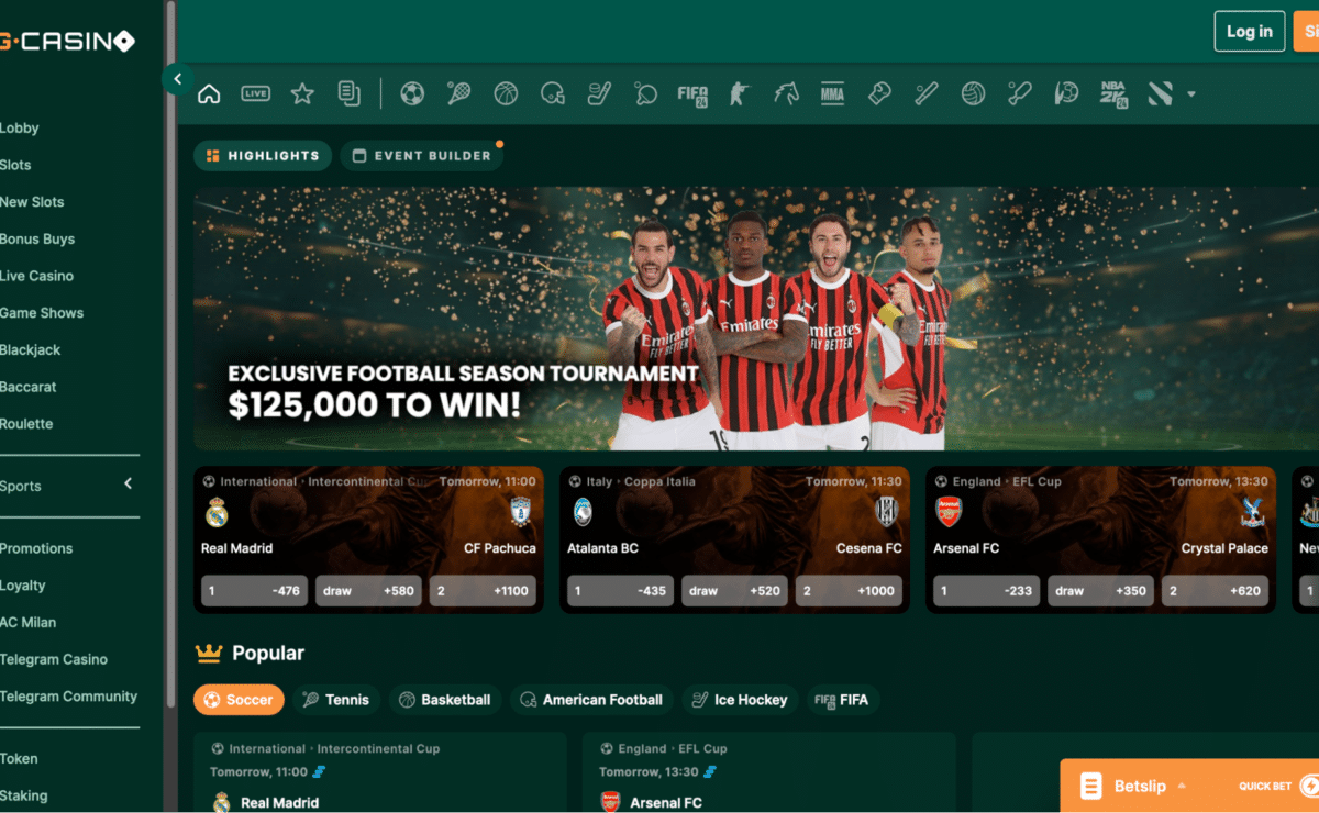 TG Casino - Top Crypto Sportsbook + 200% Match Bonus up to 10 ETH + 50 FS