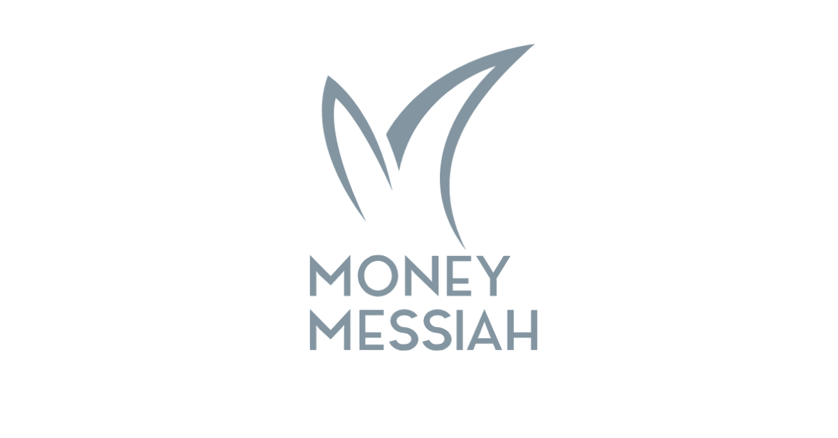 Money Messiah logo featuring stylized abstract wings above the brand name in bold capital letters.