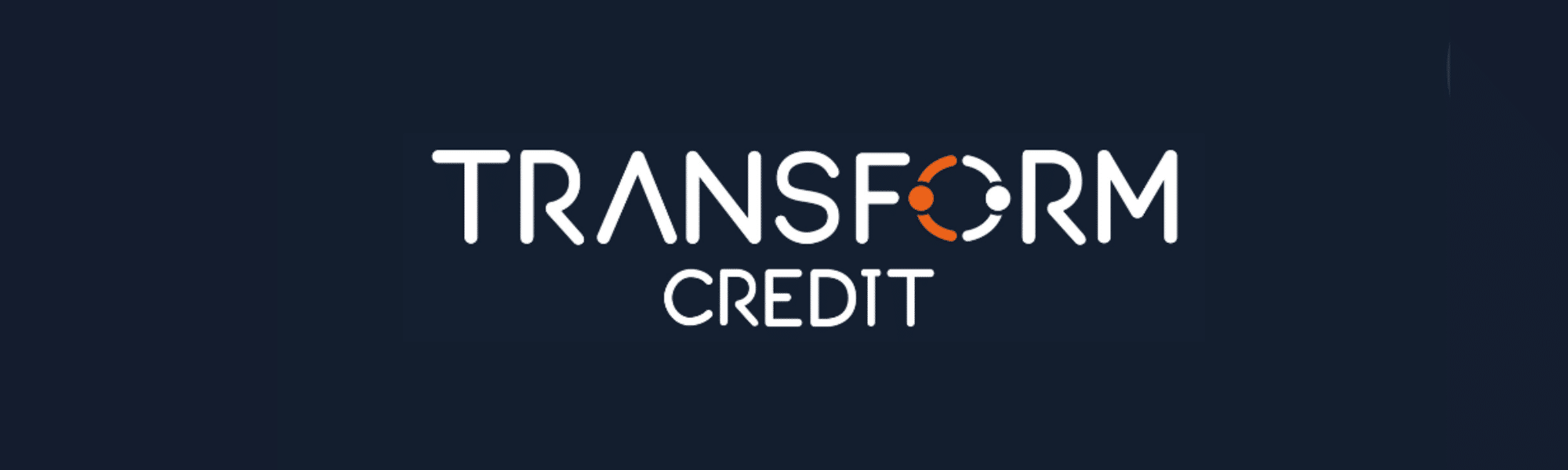 Transform Credit company logo with dark background