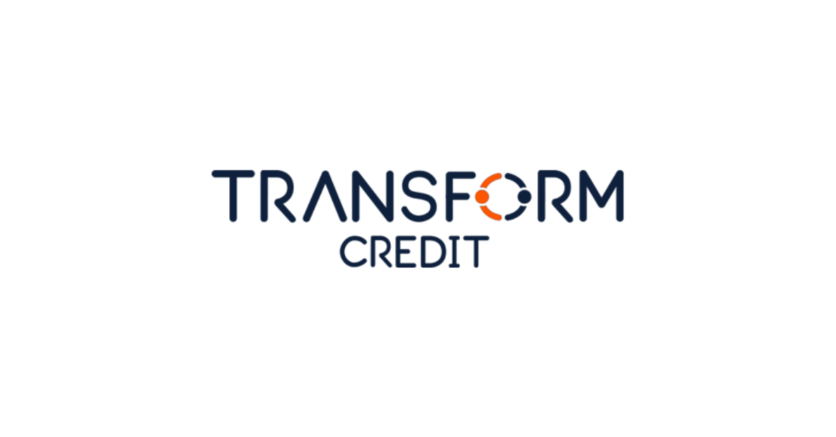 Transform Credit company logo with stylized circular orange and navy 'O'
