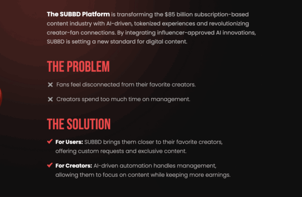 SUBBD platform solving creator economy issues with AI-driven tools and tokenized content
