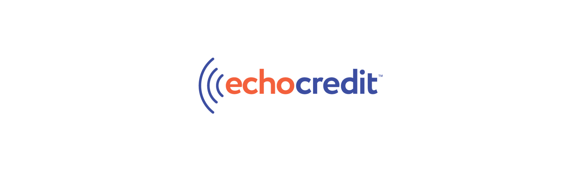 Logo of Echo Credit with orange and blue text and radio-wave icon design.