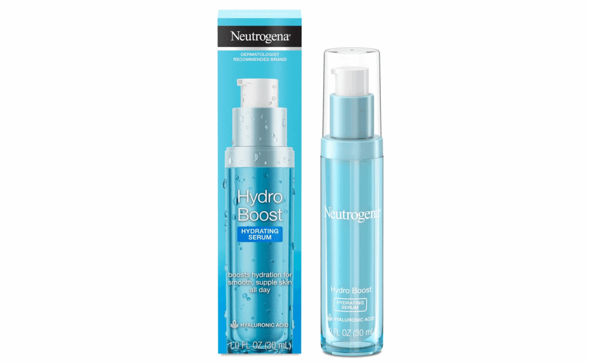 Neutrogena Hydro Boost Hydrating Serum with hyaluronic acid, shown with product box.