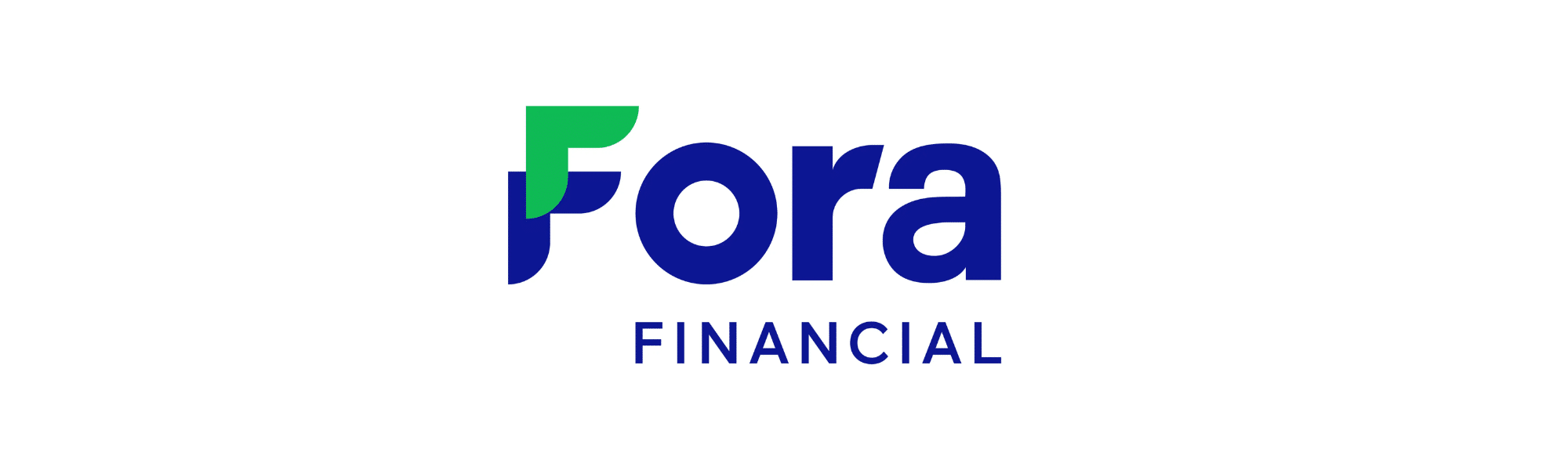 The official Fora Financial logo featuring a stylized green and blue 'F' followed by the company name in bold blue text.