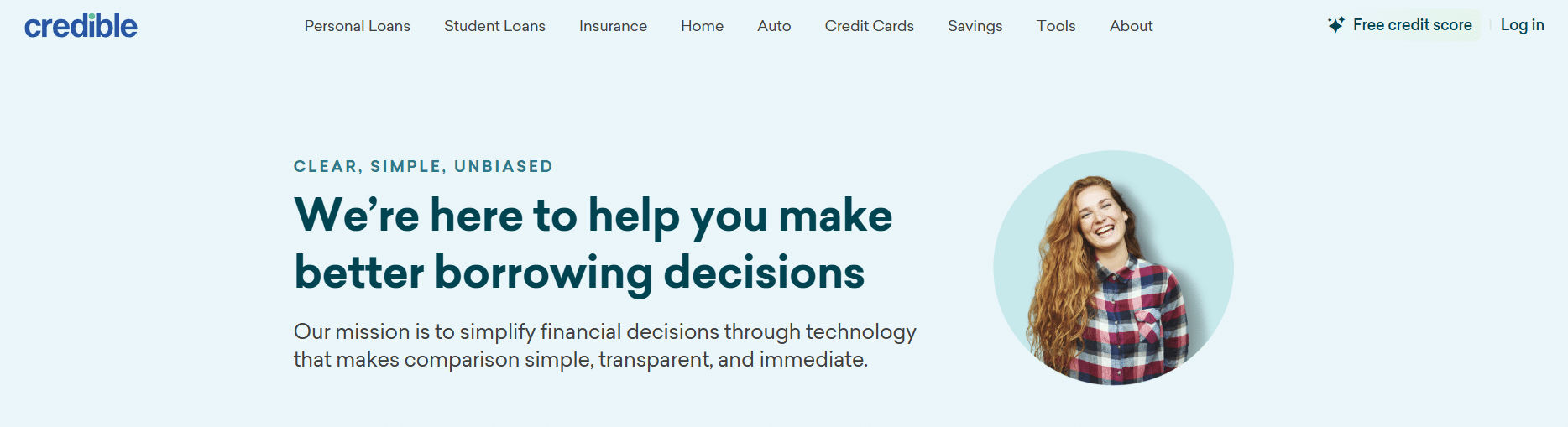 Credible homepage showing personal loans student loans and insurance comparison toolsCaption: Credible offers comparison tools across personal loans, student loans, mortgages, and insurance