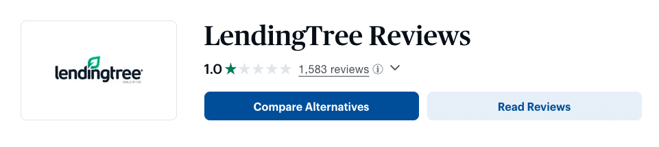Screenshot of LendingTree ConsumerAffairs profile.