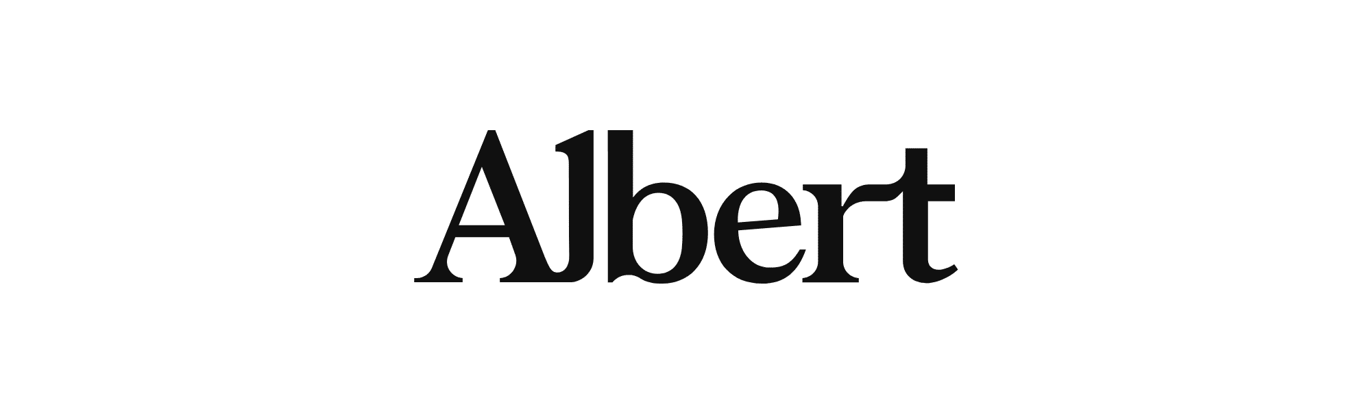 The official wordmark logo for the personal finance app Albert, featuring the company name spelled out in a clean, black serif typography centered on a plain white background.