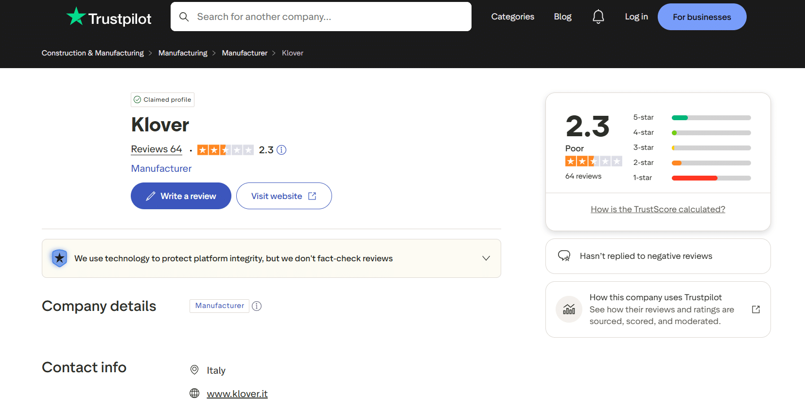 Trustpilot provides one third party snapshot of customer sentiment, which can help readers compare marketing claims with user feedback. This image shows the rating and review count referenced in the Klover Trustpilot reviews section.