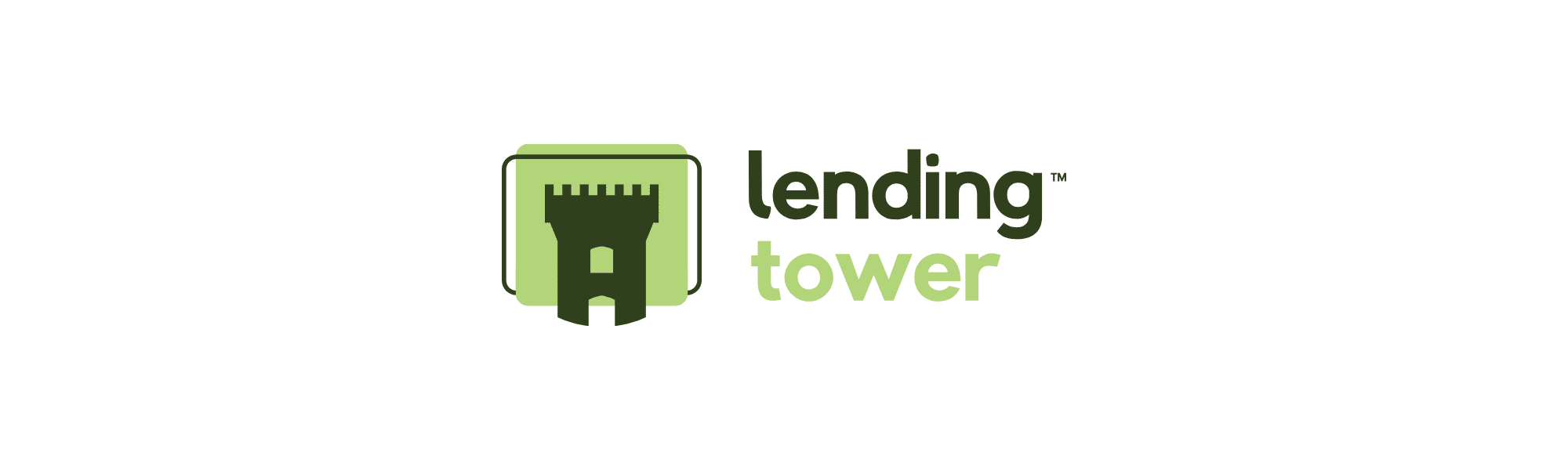 Lending Tower official logo featuring a green castle tower icon beside the company name in dark and light green text